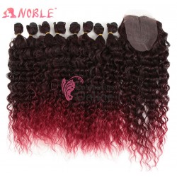 Extensii de par Afro Hair Water Wave Curly cu Closure de 50 cm Brunet cu Roscat Cod 50103240